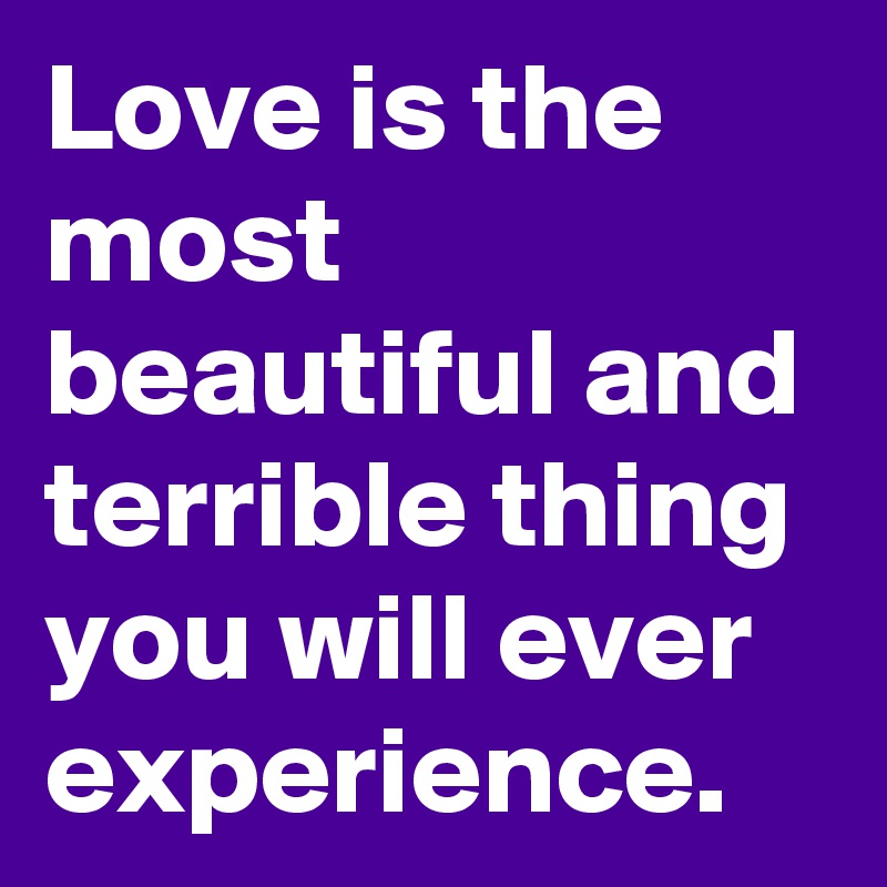 Love is the most beautiful and terrible thing you will ever experience.