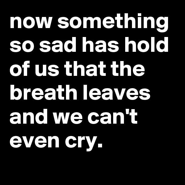 now something so sad has hold of us that the breath leaves and we can't even cry.