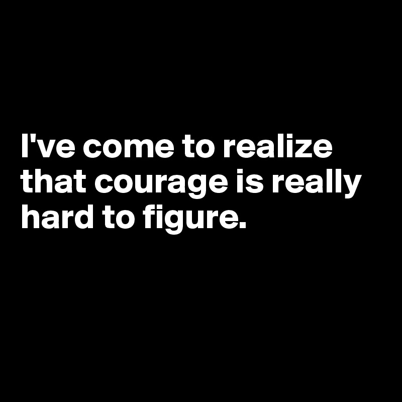 


I've come to realize that courage is really hard to figure. 




