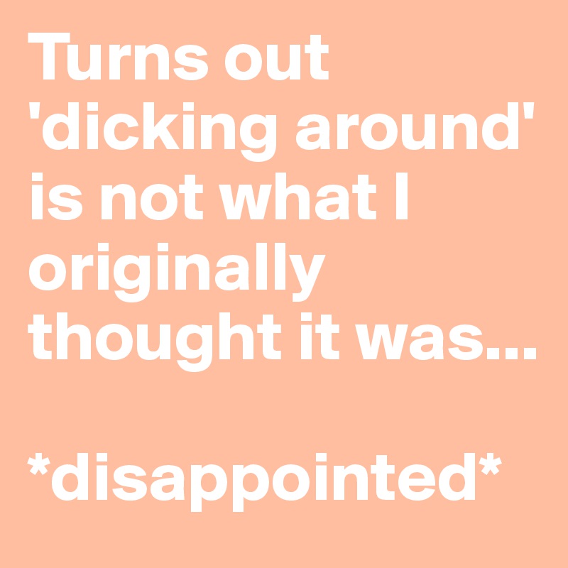 Turns out 'dicking around' is not what I originally thought it was... 

*disappointed*