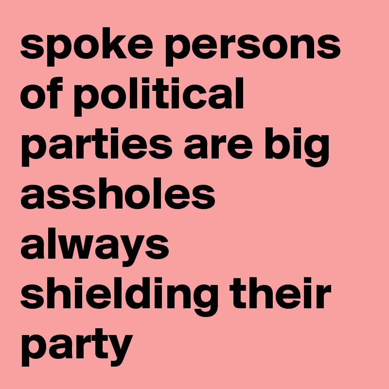 spoke persons of political parties are big assholes always shielding their party 