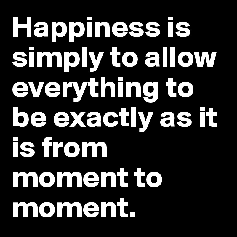 Happiness is simply to allow everything to be exactly as it is from moment to moment. 