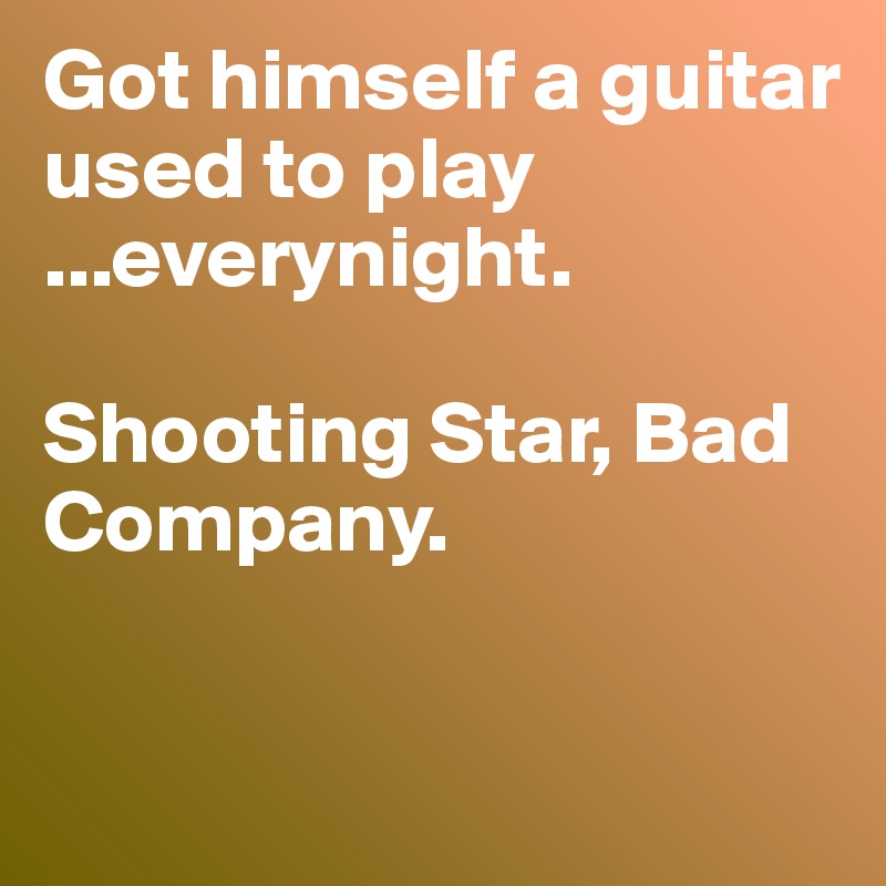 Got himself a guitar 
used to play
...everynight.

Shooting Star, Bad Company.

