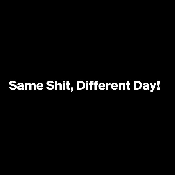 




Same Shit, Different Day!




