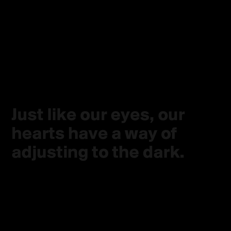 




Just like our eyes, our hearts have a way of adjusting to the dark. 


