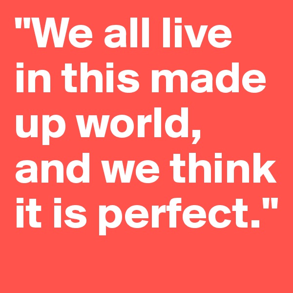 "We all live in this made up world, and we think it is perfect." 