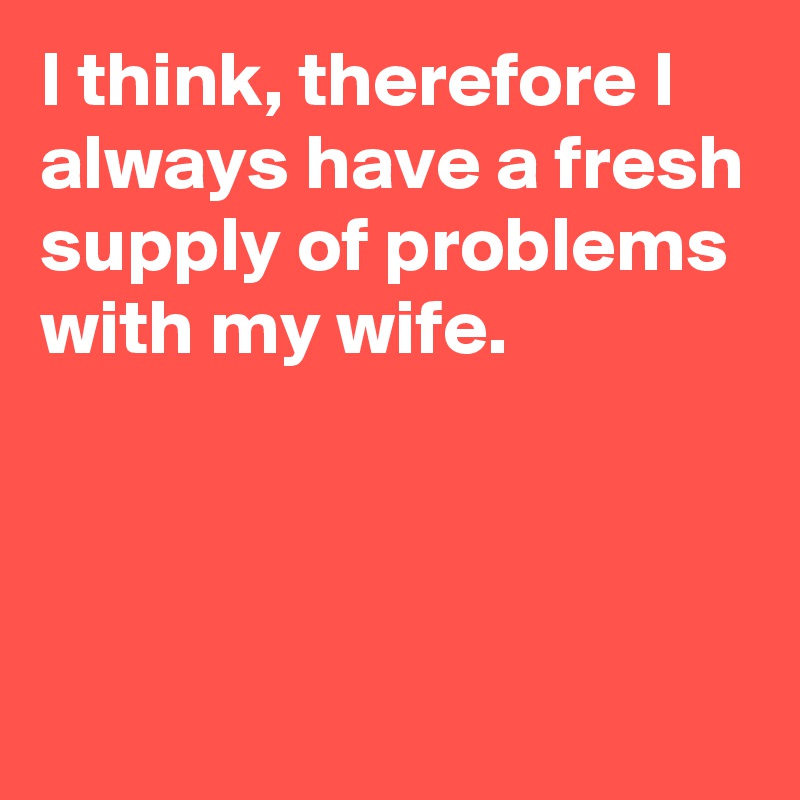 I think, therefore I always have a fresh supply of problems with my wife.



