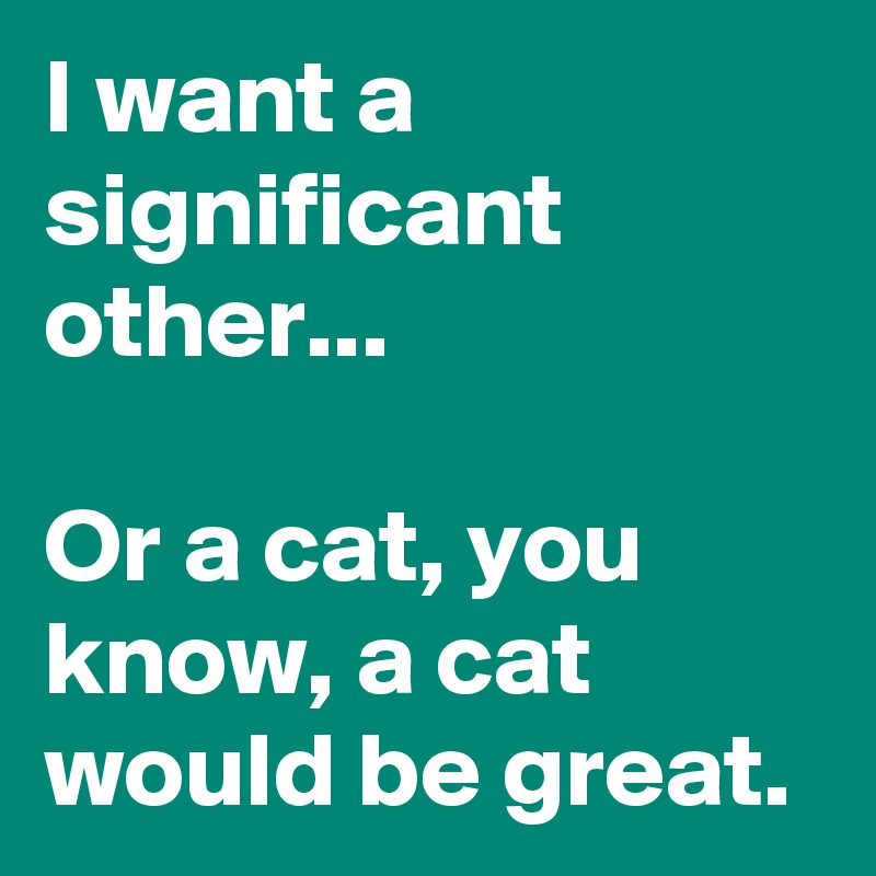 I want a significant other...

Or a cat, you know, a cat would be great.