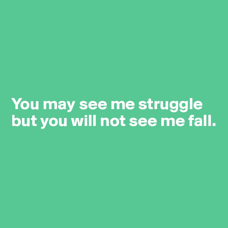 




You may see me struggle 
but you will not see me fall. 




