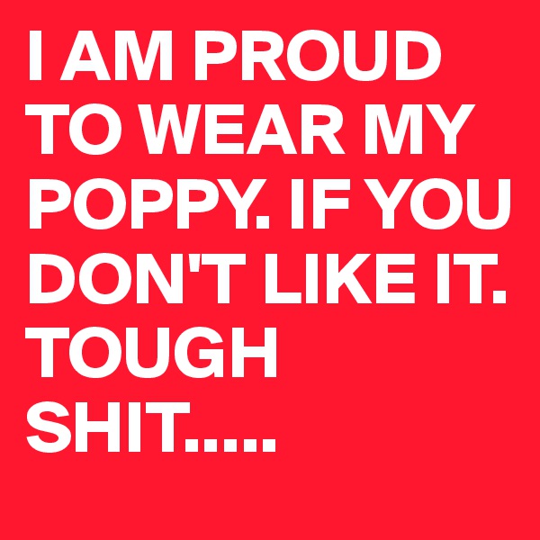 I AM PROUD TO WEAR MY POPPY. IF YOU DON'T LIKE IT. TOUGH SHIT.....