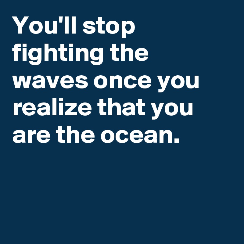 You'll stop fighting the waves once you realize that you are the ocean.


