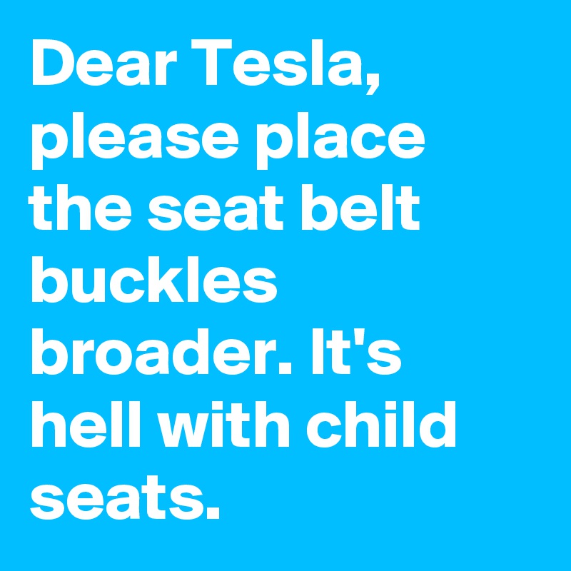 Dear Tesla, please place the seat belt buckles broader. It's hell with child seats.