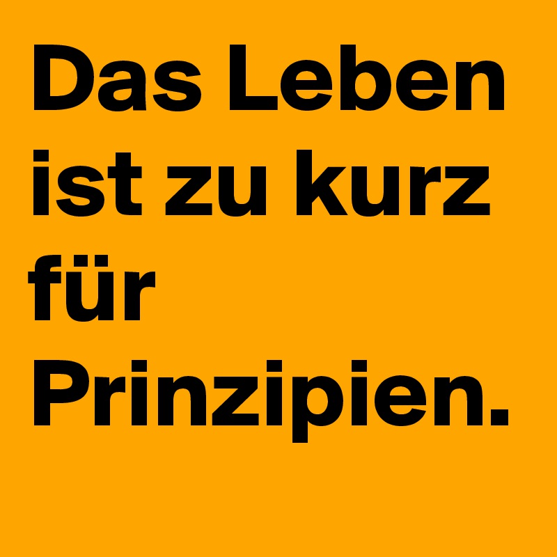 Das Leben ist zu kurz für Prinzipien. 