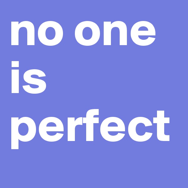no one is perfect