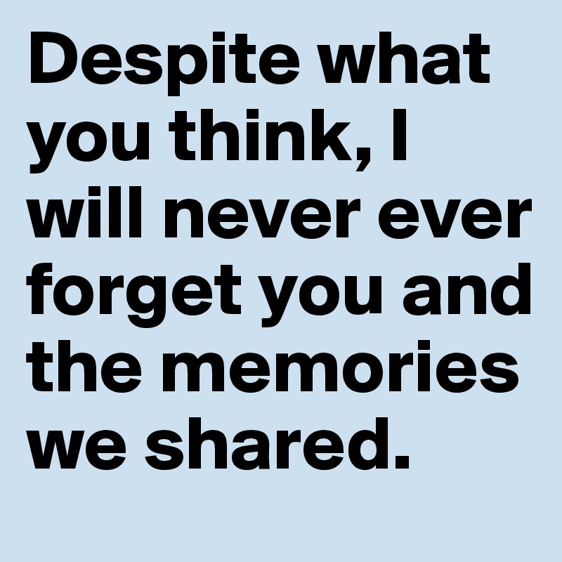 Despite what you think, I will never ever forget you and the memories we shared.