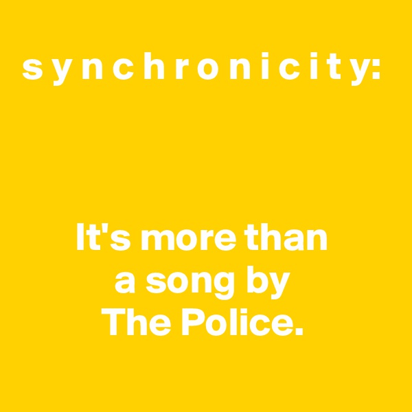 s y n c h r o n i c i t y:



It's more than
a song by
The Police.

