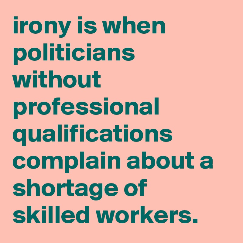 irony is when politicians without professional qualifications complain ...