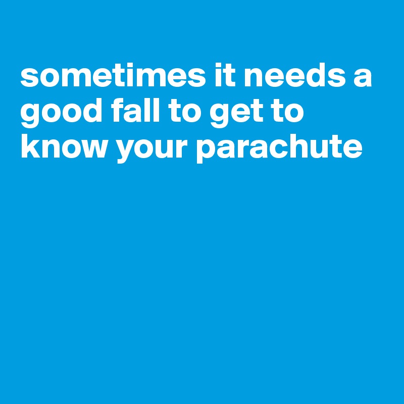 
sometimes it needs a good fall to get to know your parachute





