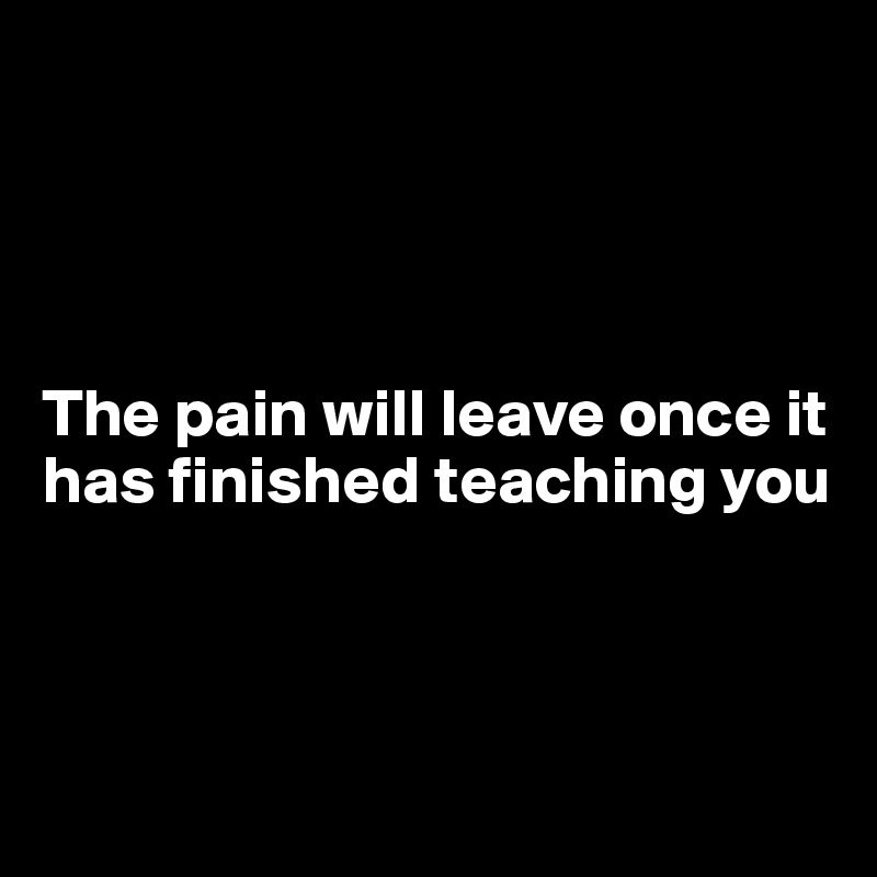 




The pain will leave once it has finished teaching you




