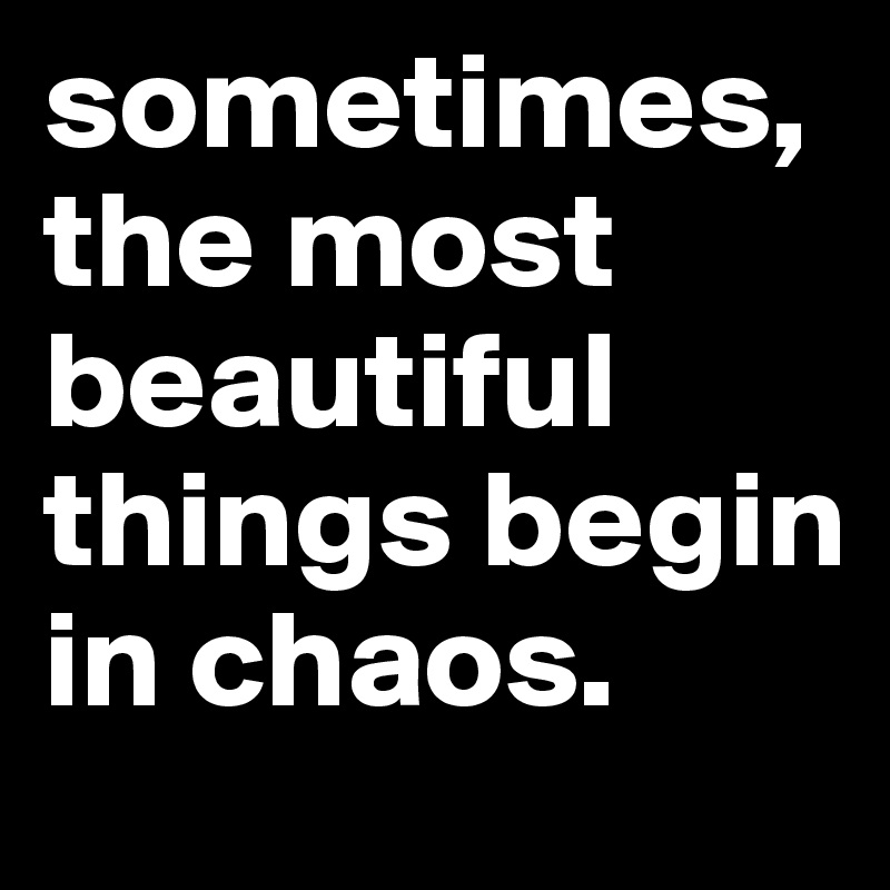 sometimes, the most beautiful things begin in chaos.
