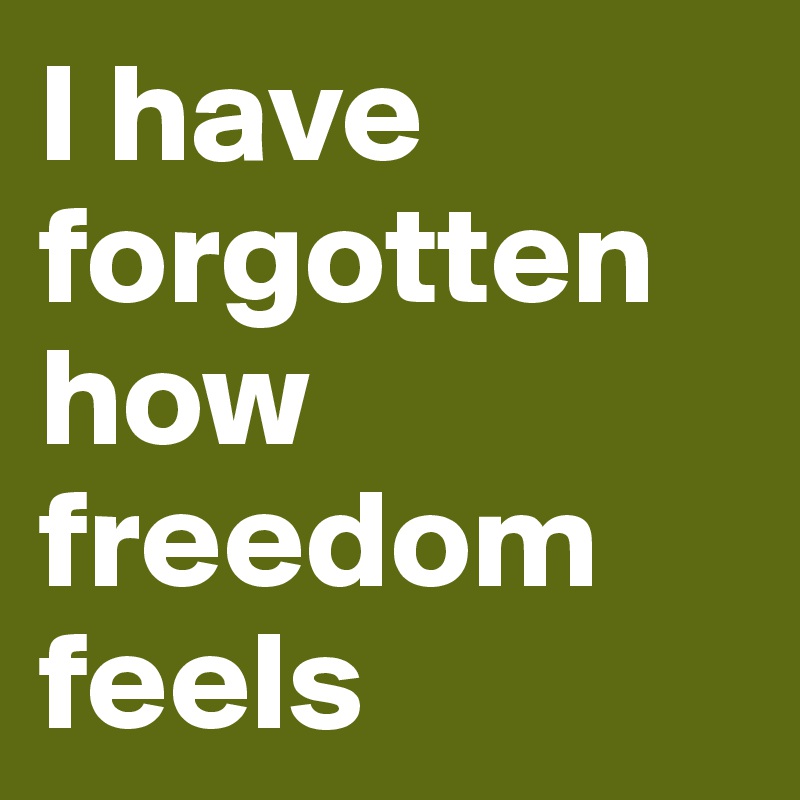 I have forgotten how freedom feels