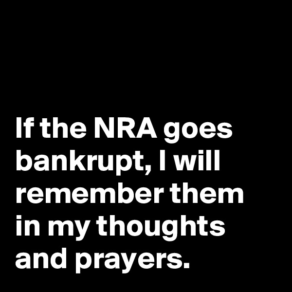


If the NRA goes bankrupt, I will remember them in my thoughts and prayers. 