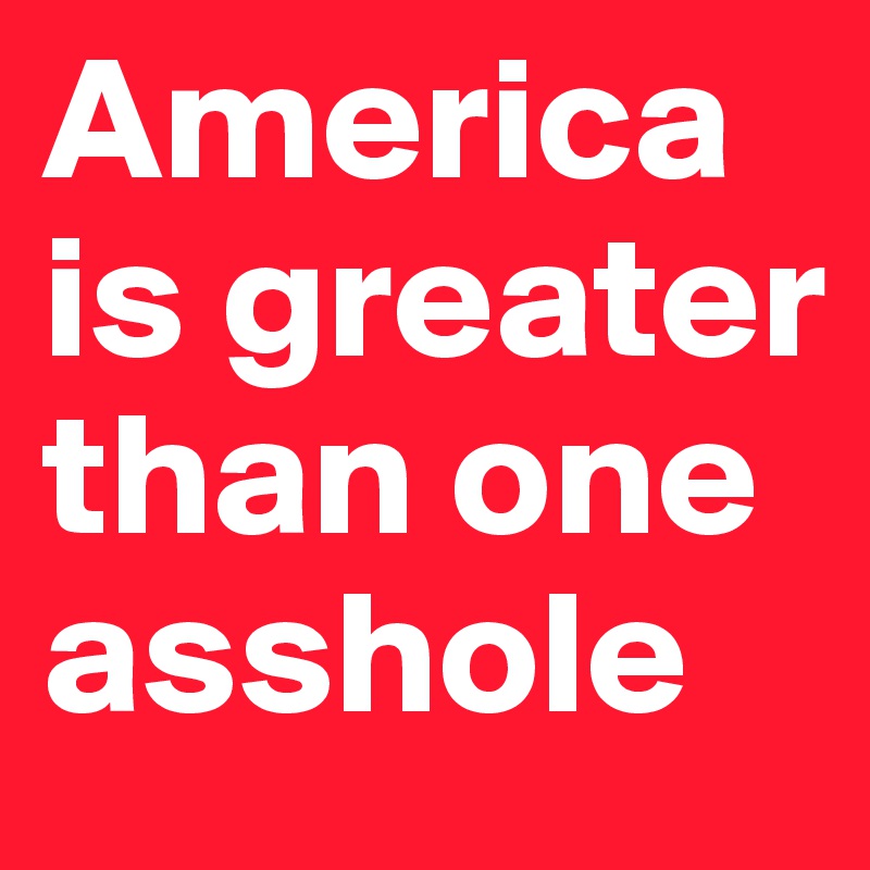 America is greater than one asshole 