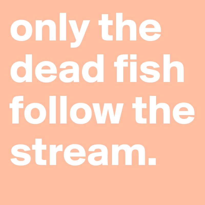 only the dead fish follow the stream.