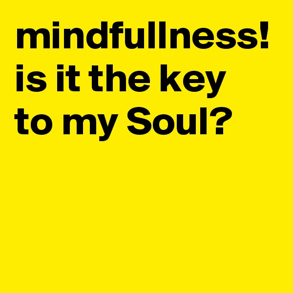mindfullness! 
is it the key to my Soul? 

