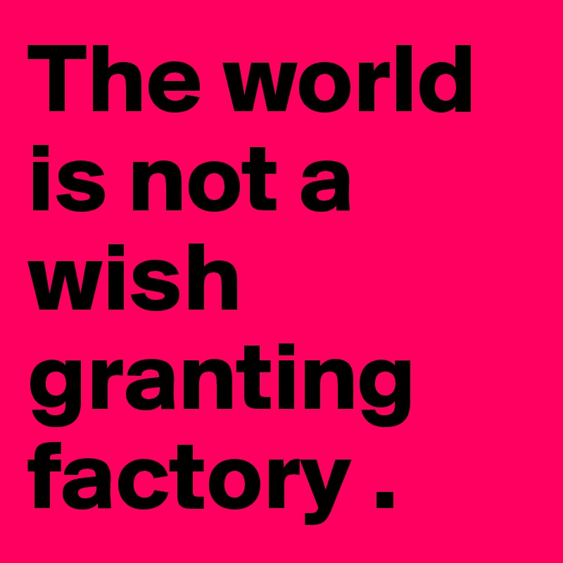 The world is not a wish granting factory . 