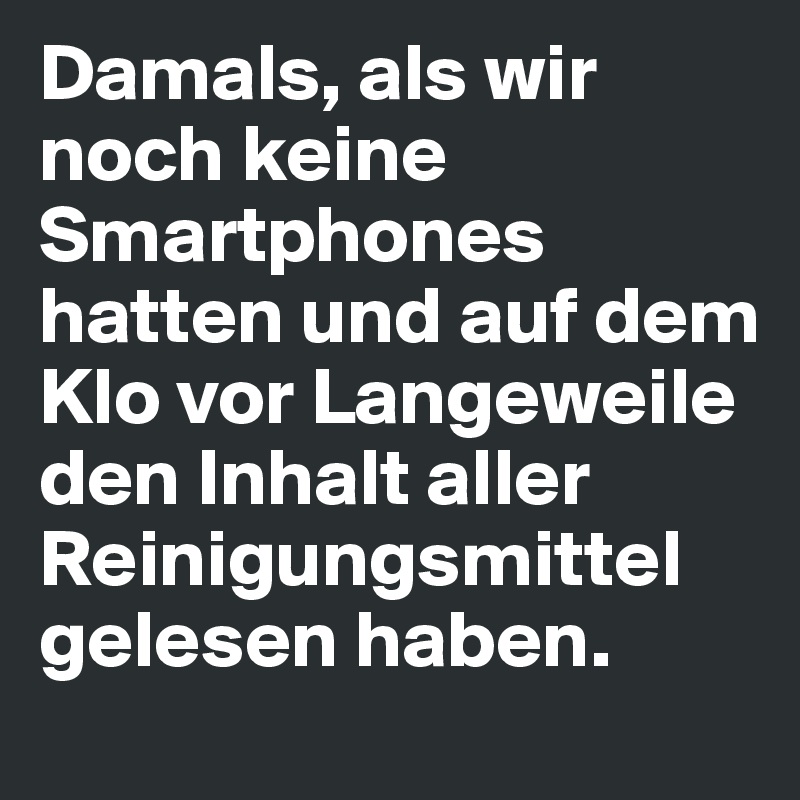 Damals, als wir noch keine Smartphones hatten und auf dem Klo vor Langeweile den Inhalt aller Reinigungsmittel gelesen haben.