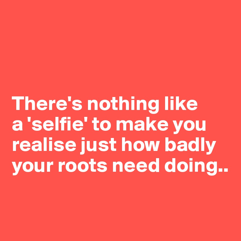 



There's nothing like 
a 'selfie' to make you realise just how badly your roots need doing.. 

