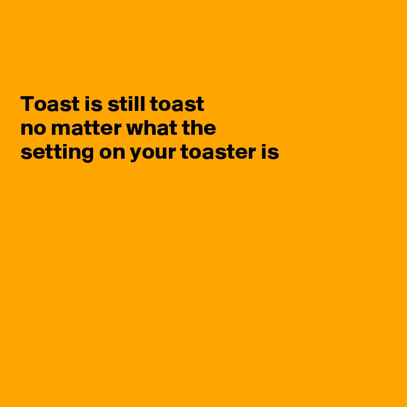 


Toast is still toast 
no matter what the
setting on your toaster is








