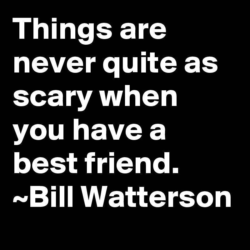 Things are never quite as scary when you have a best friend. ~Bill Watterson