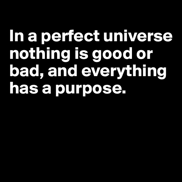 
In a perfect universe nothing is good or bad, and everything has a purpose.




