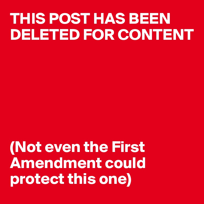 THIS POST HAS BEEN DELETED FOR CONTENT






(Not even the First Amendment could protect this one)