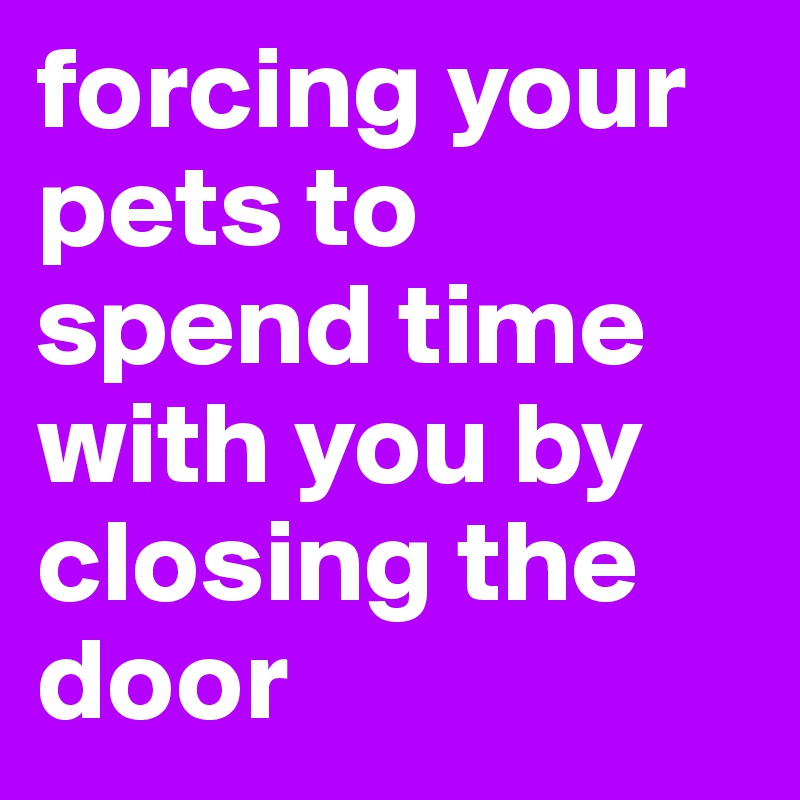 forcing your pets to spend time with you by closing the door