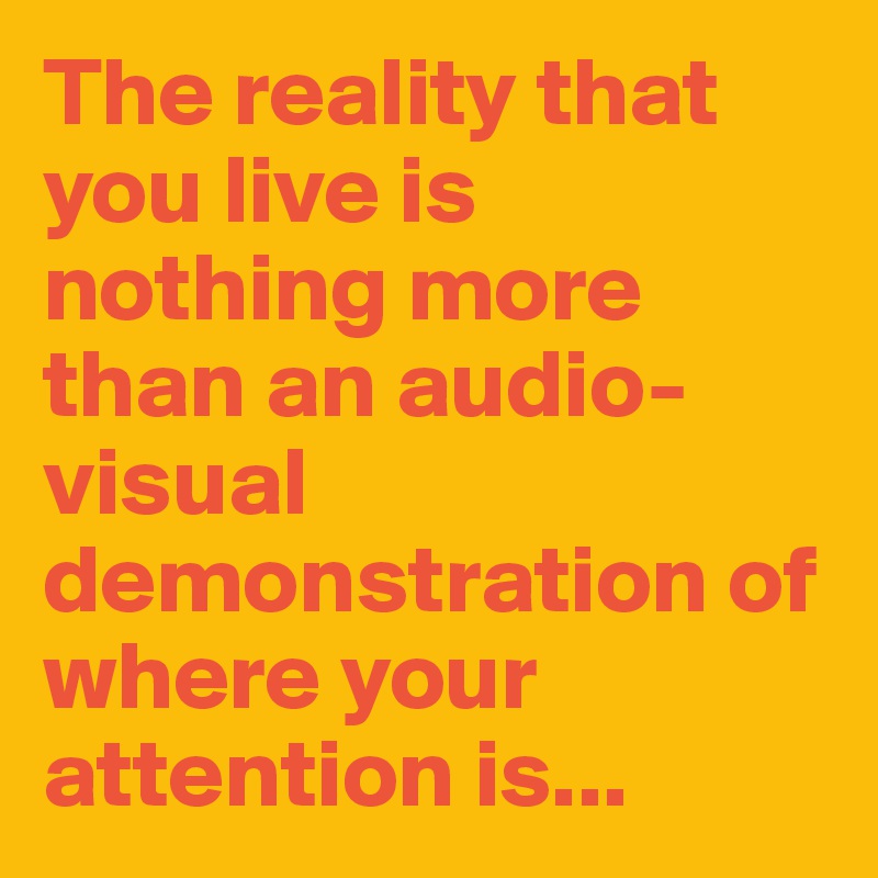 The reality that you live is nothing more than an audio-visual demonstration of where your attention is...