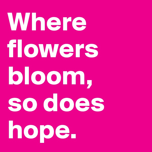 Where flowers bloom, 
so does hope.