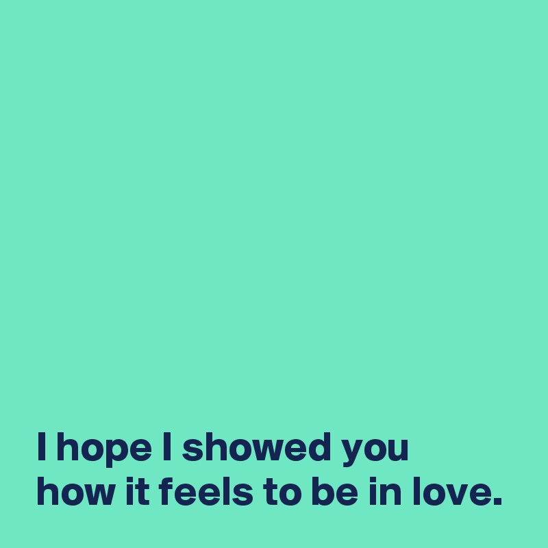 








 I hope I showed you 
 how it feels to be in love.