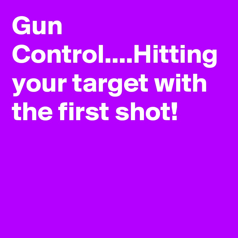 Gun Control....Hitting your target with the first shot!