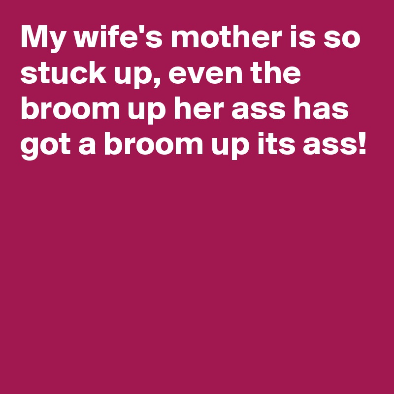 My wife's mother is so stuck up, even the broom up her ass has got a broom up its ass!




