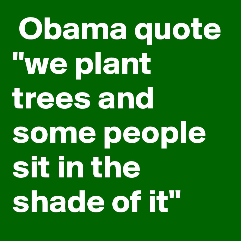  Obama quote "we plant trees and some people sit in the shade of it" 