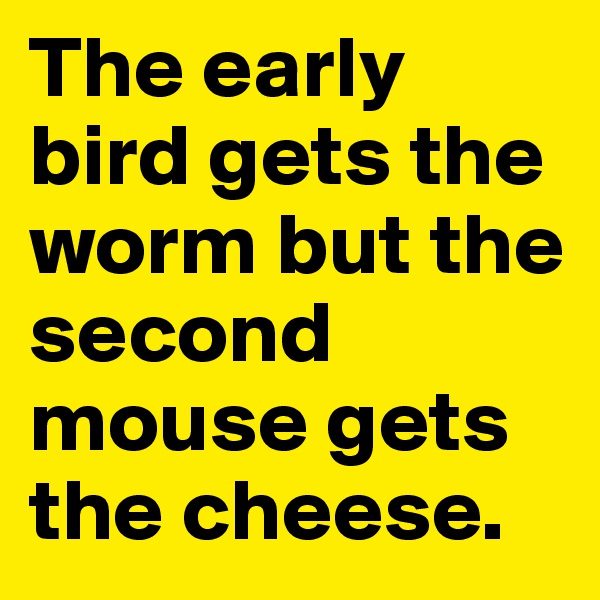 The early bird gets the worm but the second mouse gets the cheese. 