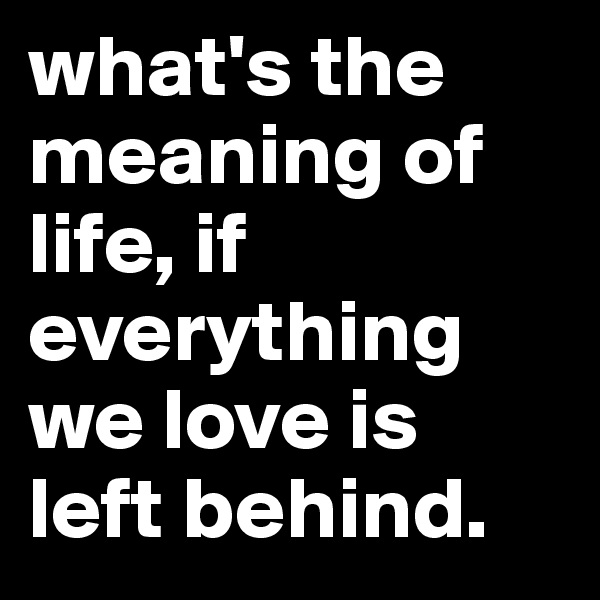 what's the meaning of life, if everything we love is left behind.