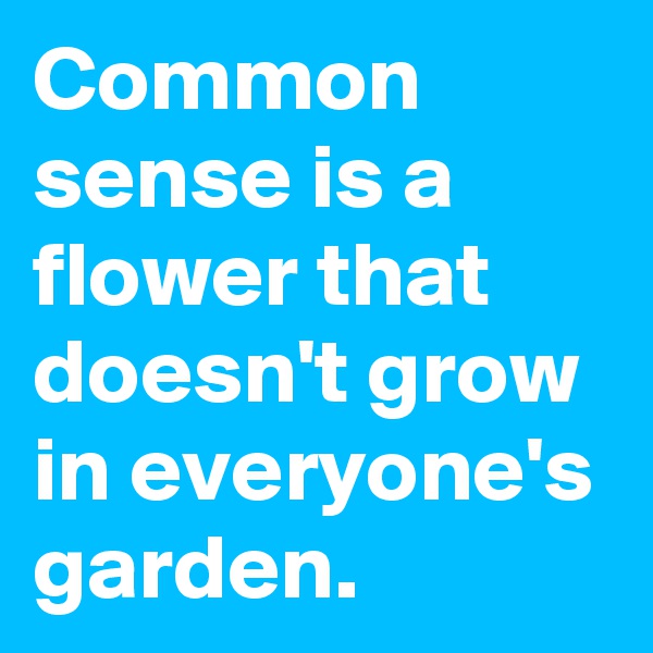 Common sense is a flower that doesn't grow in everyone's garden. 
