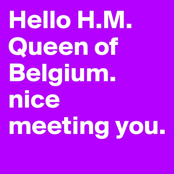 Hello H.M. Queen of Belgium. nice meeting you.
