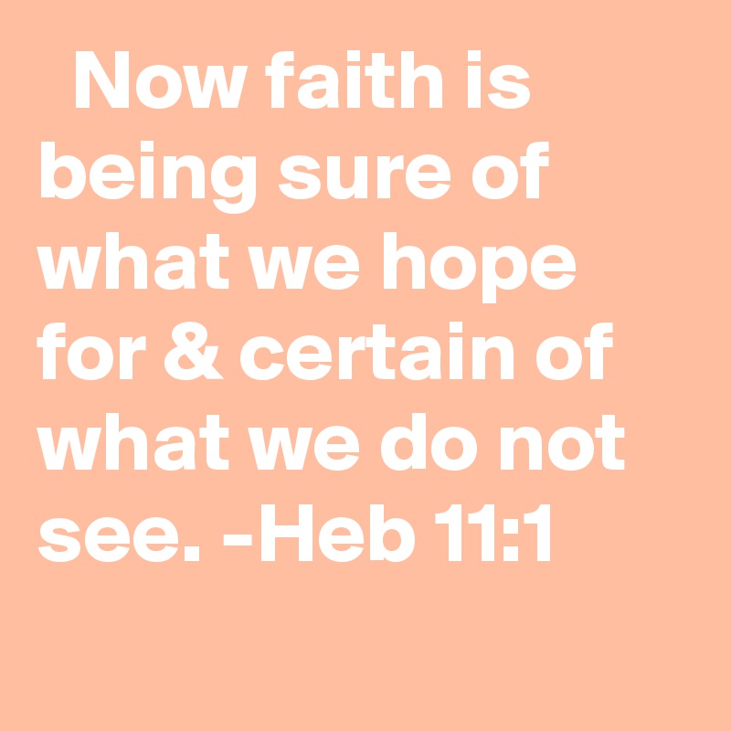   Now faith is being sure of what we hope for & certain of what we do not see. -Heb 11:1
