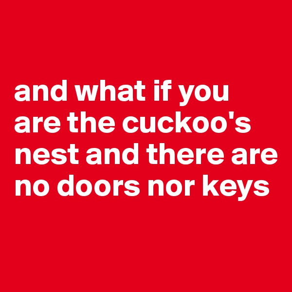 

and what if you are the cuckoo's nest and there are no doors nor keys

