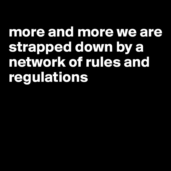 
more and more we are strapped down by a network of rules and regulations




